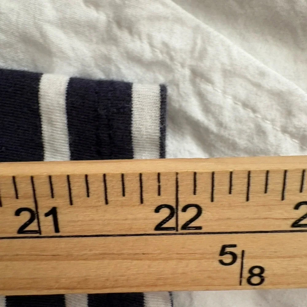 Boden Womens Size 4 Long Sleeve Top Navy Blue White Striped Ruffle Preppy - Picture 6 of 7